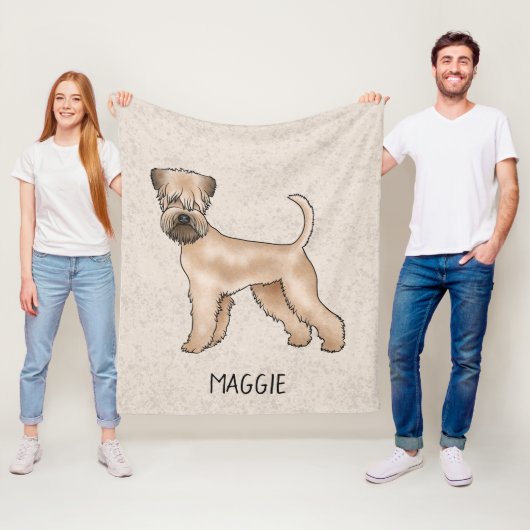 Zacht gecoate tarweterriër hond op beige met naam fleece deken (In situ)