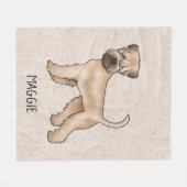 Zacht gecoate tarweterriër hond op beige met naam fleece deken (Voorkant (Horizontaal))