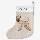 Zacht gecoate tarweterriër hond op beige met naam kleine kerstsok (Achterkant)