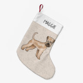 Zacht gecoate tarweterriër hond op beige met naam kleine kerstsok (Voorkant (Hangend))