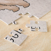 Zacht gecoate tarweterriër hond op beige met naam legpuzzel (Zijkant)