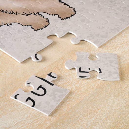 Zacht gecoate tarweterriër hond op beige met naam legpuzzel (Zijkant)