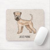 Zacht gecoate tarweterriër hond op beige met naam muismat (Met muis)