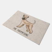 Zacht gecoate tarweterriër hond op beige met tekst deurmat (Schuin)