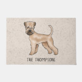 Zacht gecoate tarweterriër hond op beige met tekst deurmat (Voorkant)