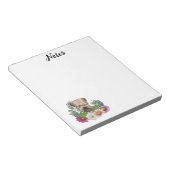 Zacht gecoate tarweterriër hoofd kleurrijke bloeme notitieblok (Schuin)