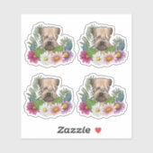 Zacht gecoate tarweterriër hoofd kleurrijke bloeme sticker (Vel)