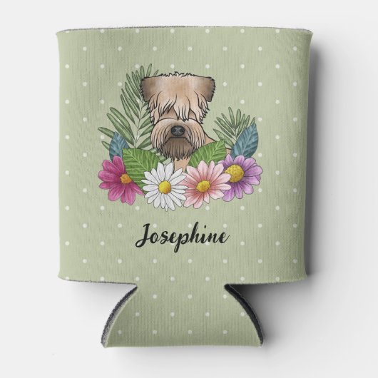 Zacht gecoate tarweterriër Kleurrijke bloemen Groe Blikjeskoeler (Voorkant)