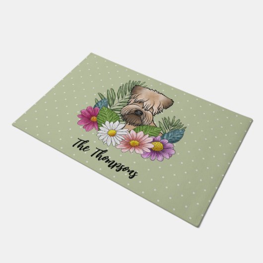 Zacht gecoate tarweterriër Kleurrijke bloemen Groe Deurmat (Schuin)