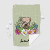 Zacht gecoate tarweterriër Kleurrijke bloemen Groe Golfhanddoek (Insitu)