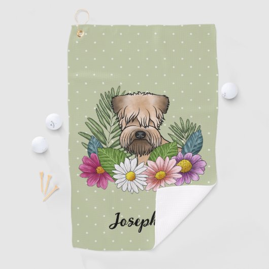 Zacht gecoate tarweterriër Kleurrijke bloemen Groe Golfhanddoek (Insitu)