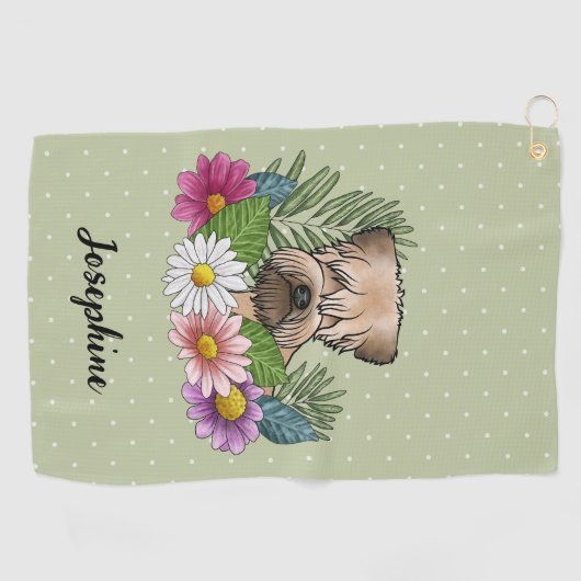 Zacht gecoate tarweterriër Kleurrijke bloemen Groe Golfhanddoek (Horizontaal)