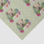 Zacht gecoate tarweterriër Kleurrijke bloemen Groe Tissuepapier (Detail)