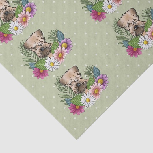 Zacht gecoate tarweterriër Kleurrijke bloemen Groe Tissuepapier (Detail)