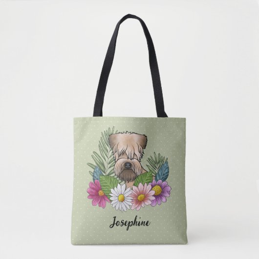 Zacht gecoate tarweterriër Kleurrijke bloemen Groe Tote Bag (Voorkant)