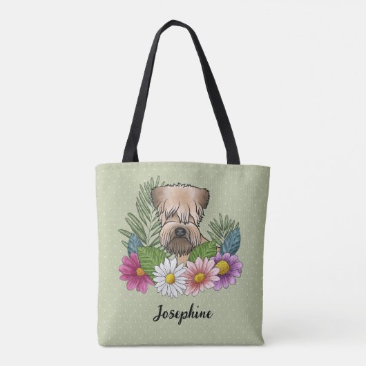 Zacht gecoate tarweterriër Kleurrijke bloemen Groe Tote Bag (Achterkant)