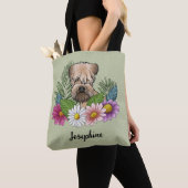 Zacht gecoate tarweterriër Kleurrijke bloemen Groe Tote Bag (Dichtbij)