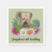 Zacht gecoate tarweterriër met bloemen Verjaardag Servet (Voorkant)