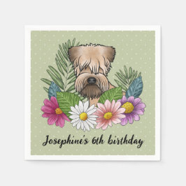 Zacht gecoate tarweterriër met bloemen Verjaardag Servet