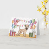 Zacht gecoate tarweterriër pastel Gelukkige Verjaa Kaart (Gele Bloem)