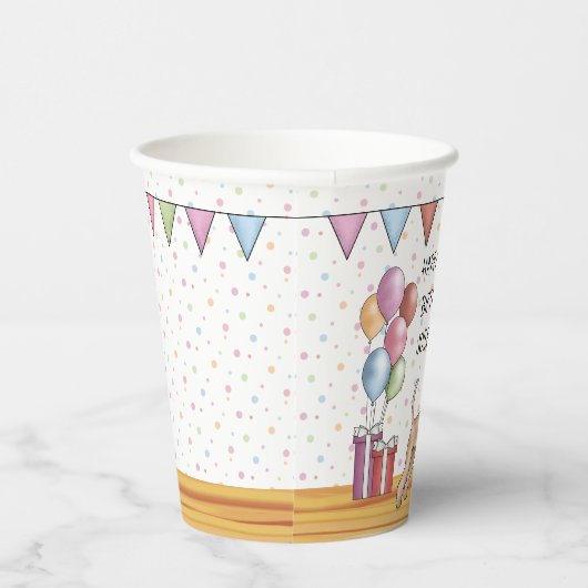 Zacht gecoate tarweterriër pastel Gelukkige Verjaa Papieren Bekers (Rechts)