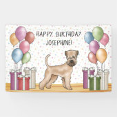 Zacht gecoate tarweterriër pastel Gelukkige Verjaa Spandoek (Horizontaal)