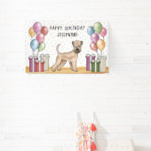 Zacht gecoate tarweterriër pastel Gelukkige Verjaa Spandoek (Insitu)