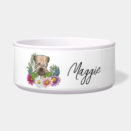 Zacht Gecoatste Wheaten Terrier Met Bloemen En Naa Voerbakje