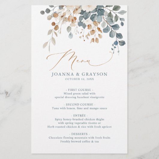 Zacht gedempte aardetinten bloemenbruiloft Waterve (Voorkant)