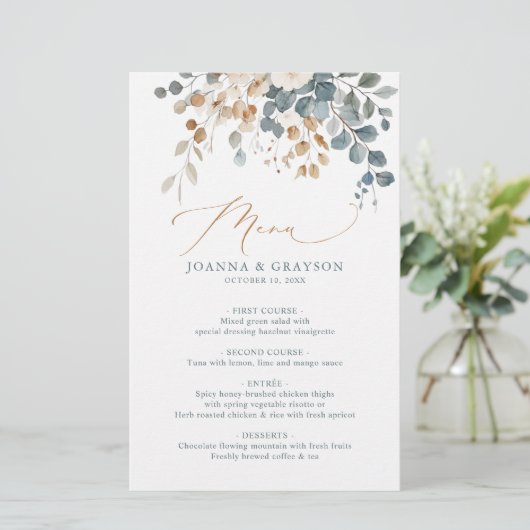 Zacht gedempte aardetinten bloemenbruiloft Waterve (Staand voorkant)