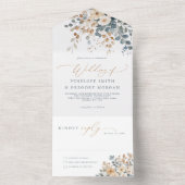 Zacht gedempte aardetinten bloemenbruiloft Waterve All In One Uitnodiging (Binnen)