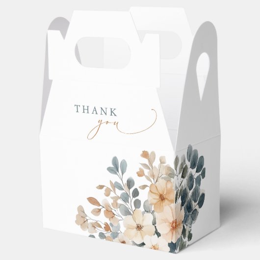 Zacht gedempte aardetinten bloemenbruiloft Waterve Bedankdoosjes (Geopend)