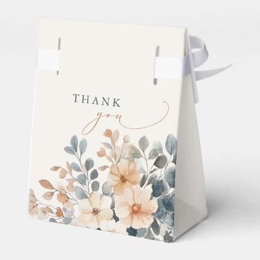 Zacht gedempte aardetinten bloemenbruiloft Waterve Bedankdoosjes (Achterkant)
