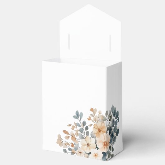 Zacht gedempte aardetinten bloemenbruiloft Waterve Bedankdoosjes (Geopend)