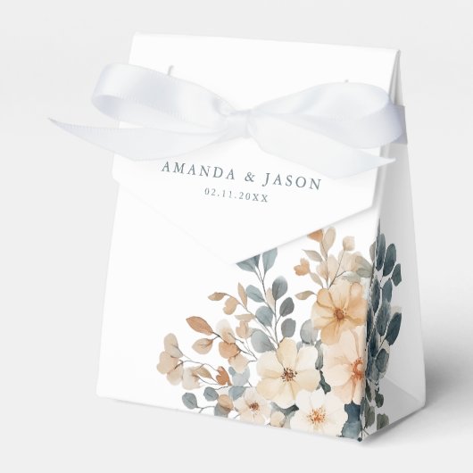 Zacht gedempte aardetinten bloemenbruiloft Waterve Bedankdoosjes (Voorkant Zijde)