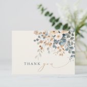 Zacht gedempte aardetinten bloemenbruiloft Waterve Bedankkaart (Staand voorkant)