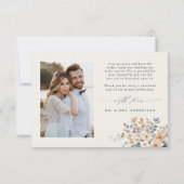 Zacht gedempte aardetinten bloemenbruiloft Waterve Bedankkaart (Achterkant)