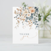 Zacht gedempte aardetinten bloemenbruiloft Waterve Bedankkaart (Staand voorkant)