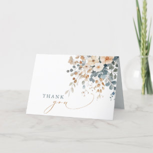 Zacht gedempte aardetinten bloemenbruiloft Waterve Bedankkaart