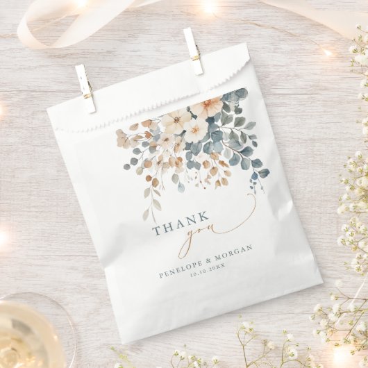 Zacht gedempte aardetinten bloemenbruiloft Waterve Bedankzakje (Geknipt)
