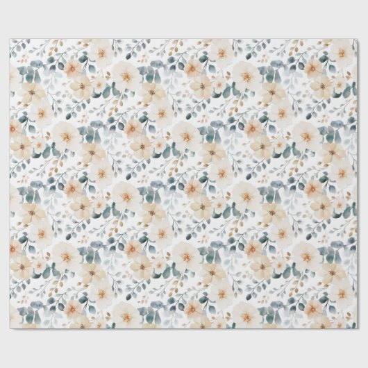 Zacht gedempte aardetinten bloemenbruiloft Waterve Cadeaupapier (Vlak)
