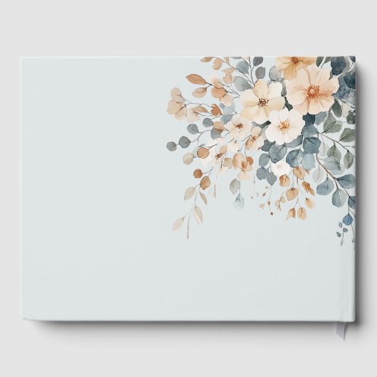 Zacht gedempte aardetinten bloemenbruiloft Waterve Gastenboek (Achterkant)