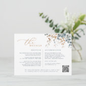 Zacht gedempte aardetinten bloemenbruiloft Waterve Informatiekaartje (Staand voorkant)