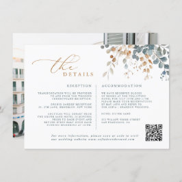 Zacht gedempte aardetinten bloemenbruiloft Waterve Informatiekaartje