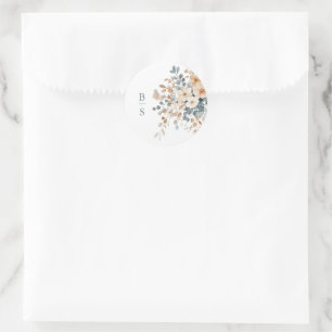 Zacht gedempte aardetinten bloemenbruiloft Waterve Ronde Sticker