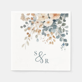 Zacht gedempte aardetinten bloemenbruiloft Waterve Servet