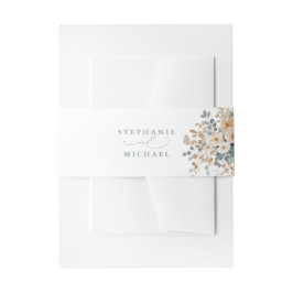 Zacht gedempte aardetinten bloemenbruiloft Waterve Uitnodigingen Wikkel