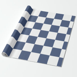 Zacht Gedempte Blauw Wit Geruit – Kalm Elegant Cadeaupapier
