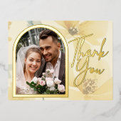 Zacht geel Bloemen Folie bruiloft dank u kaart (Voorkant)