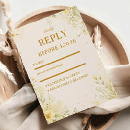 Zacht Geel Bloemmotief RSVP Kaartje